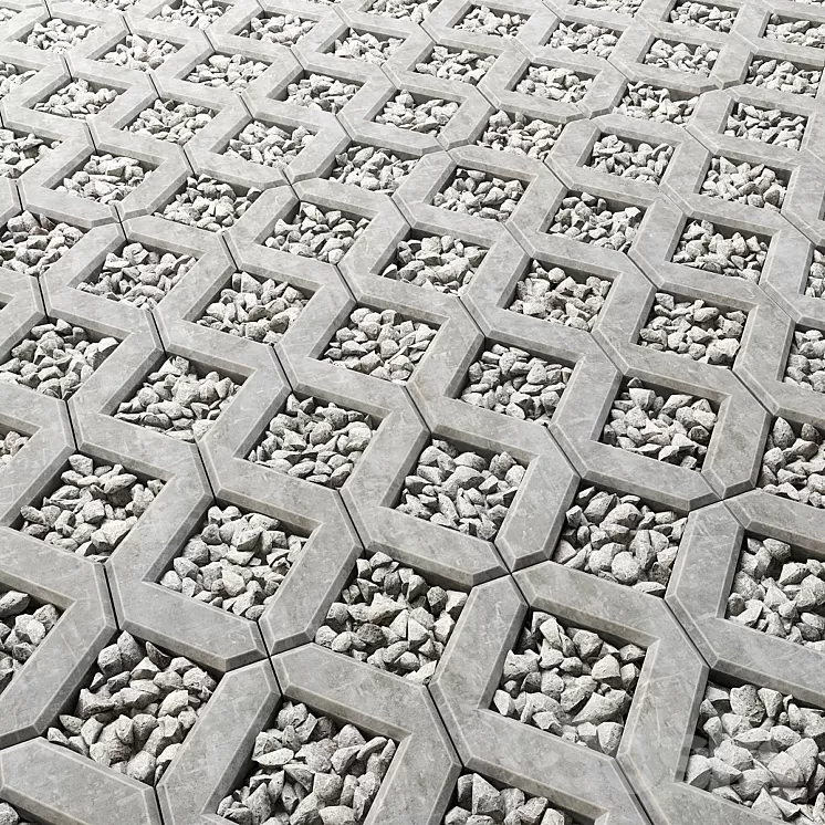 Square gravel stone 3D Model