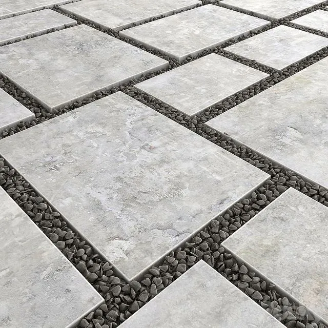 Square of slabs with pebbles 3D Model
