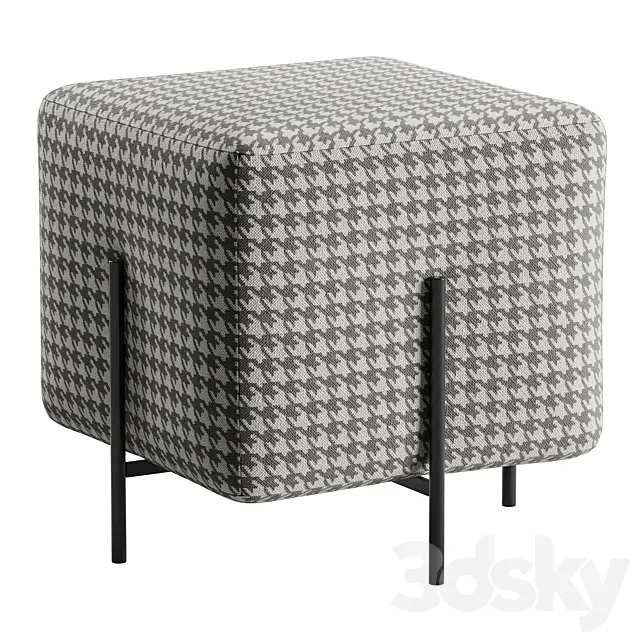 Square pouf Bruno. Goose foot 3D Model