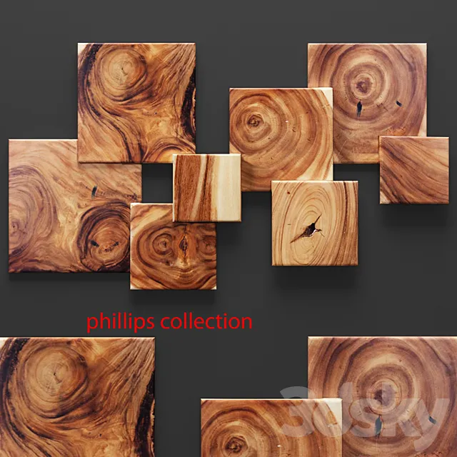 Square Standout Wall Art Set of 8. wall decor. panel. wooden. picture 3DModel