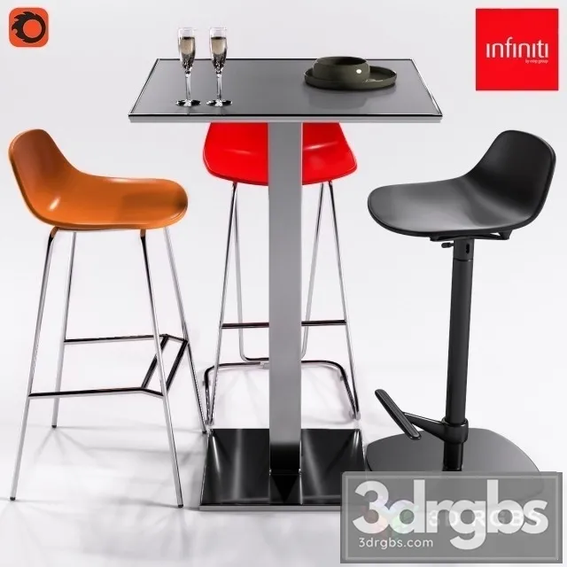 Square Table Chair Set 3D Model Free