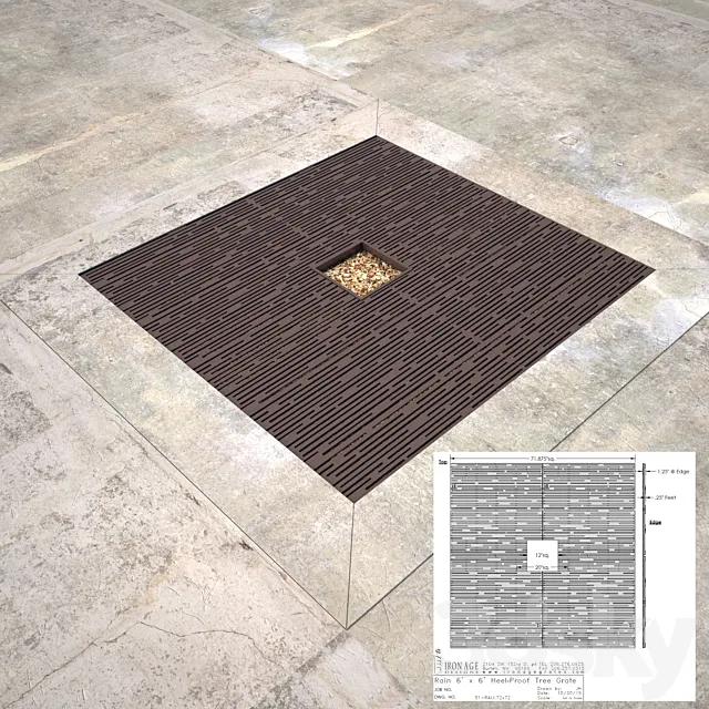 Square Tree Grate 3D Model