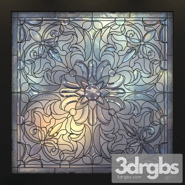 Square Windows Stained Glass 3D Model Free