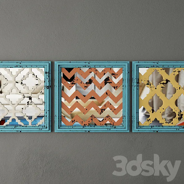 Square Wood Panel Wall Art 3D Model