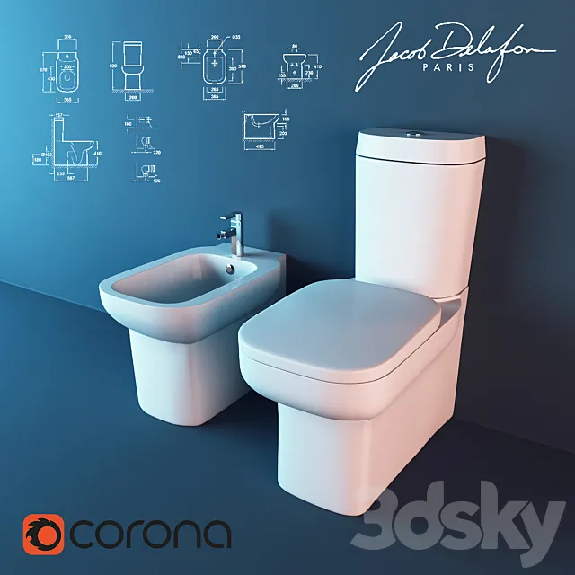 Squat toilet and bidet Jacob Delafon Replay 3D Model