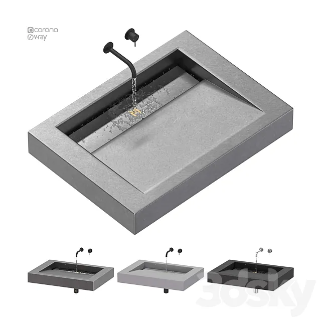 SSI Design Indiana wastafel Solid Surface minimal 3DModel
