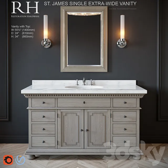 St.James single extra-wide vanity 3D Model