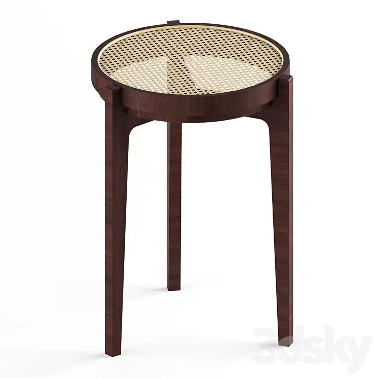 Stackable oak and rattan stool (Bar stool)- Solid wood stools 3D Model