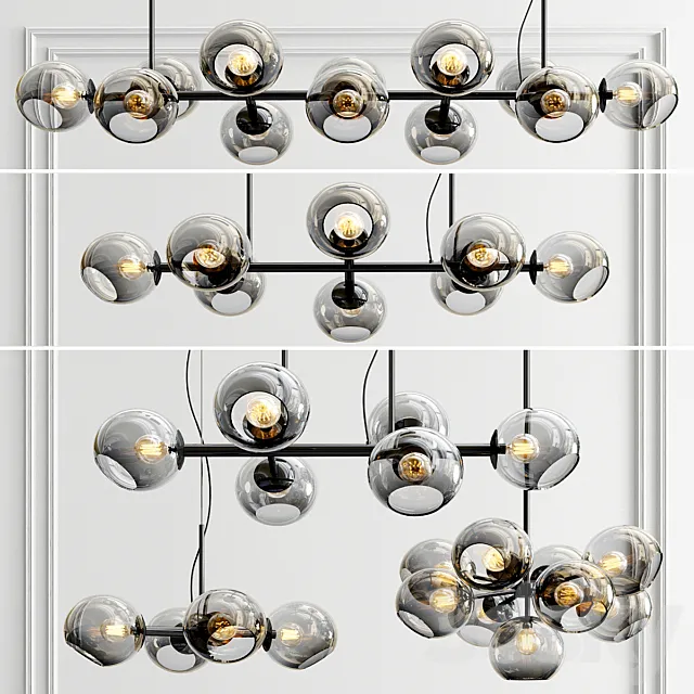 Staggered Chandelier Collection - 5 type 3DModel