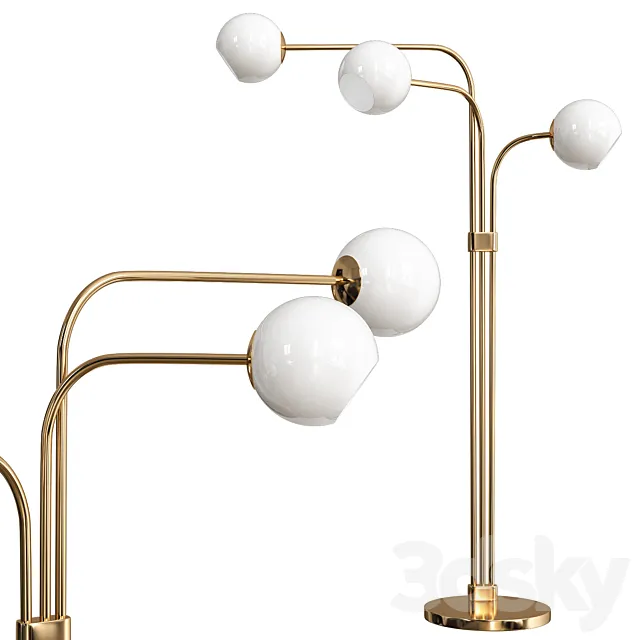 Staggered Glass 3-Light Adjustable Floor Lamp 3D Model