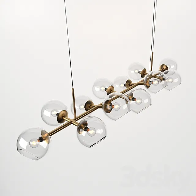 Staggered Glass Chandelier - 12-Light 3D Model