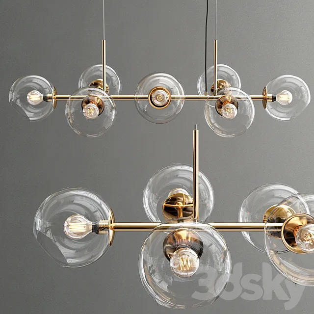 Staggered Glass Chandelier - 8-Light 3D Model