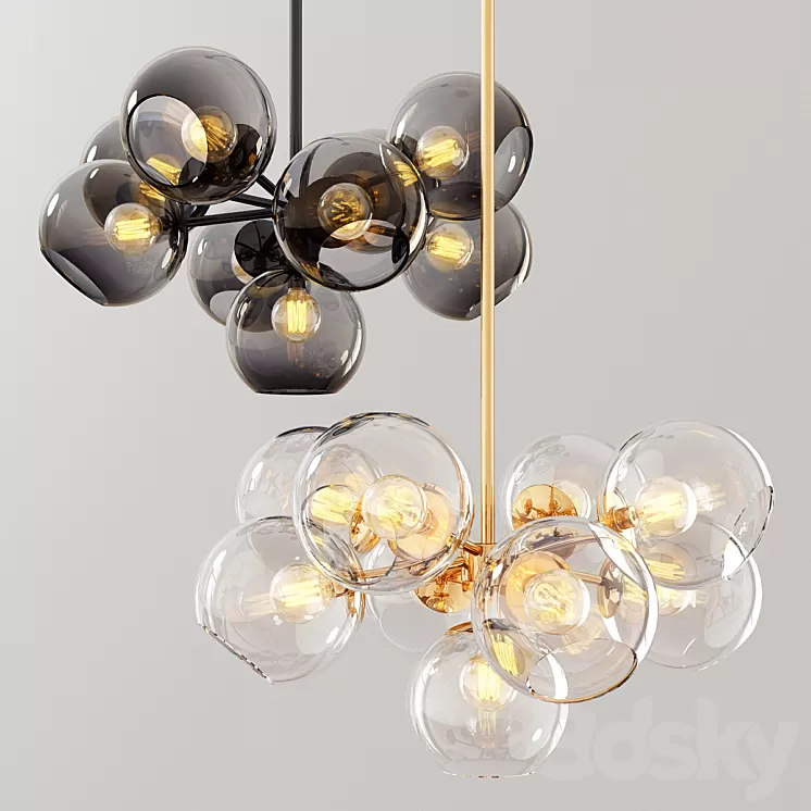 Staggered Glass Chandelier 9 Light - Round 3D Model
