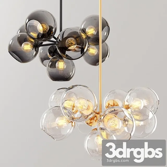 Staggered glass chandelier 9 light - round