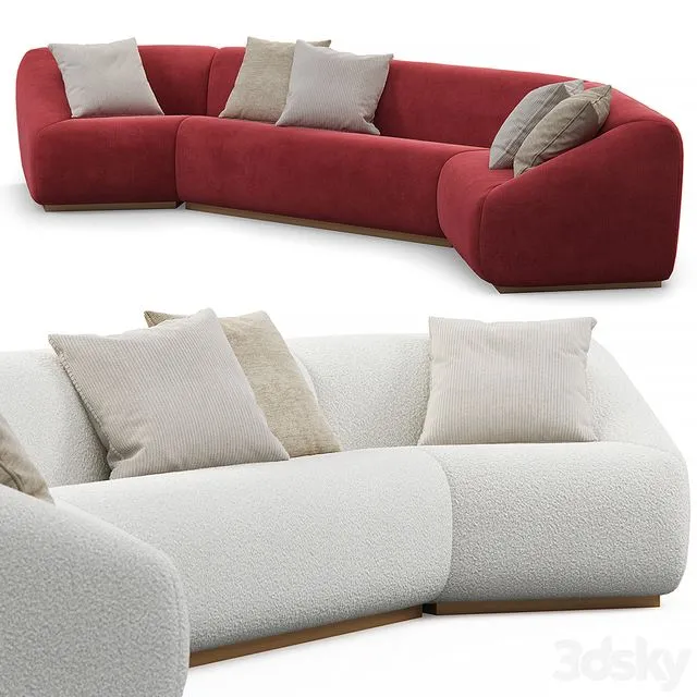Stahl band pouf sectional sofa 3D Model