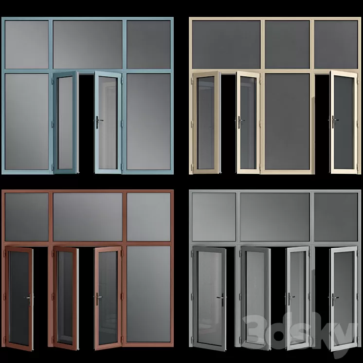 Stained aluminum doors 3D Model Free