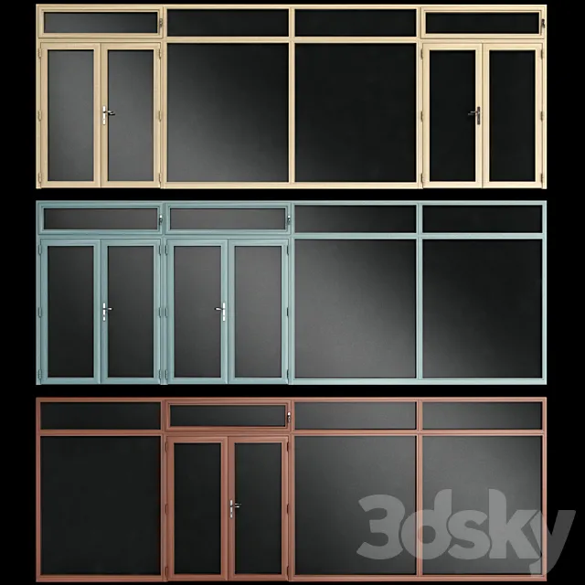 Stained aluminum doors 3D Model