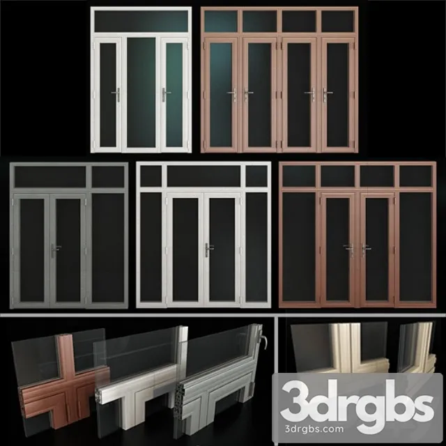 stained aluminum doors 3D Model Free
