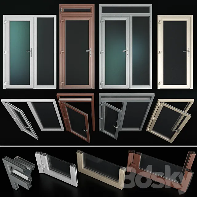 Stained aluminum doors _ Stained aluminum doors 3D Model