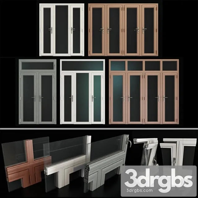 stained aluminum doors_1 3D Model Free