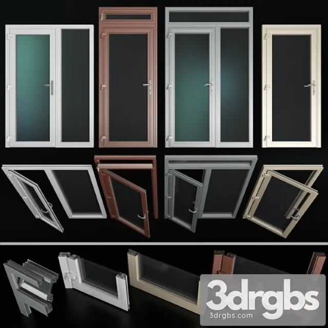 stained aluminum doors_3 3D Model Free