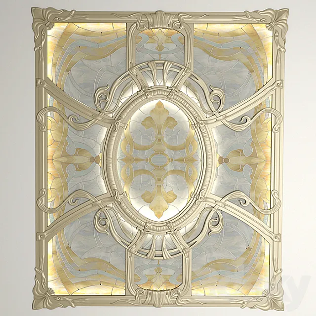 Stained glass ceiling in the forged frame. 3DModel