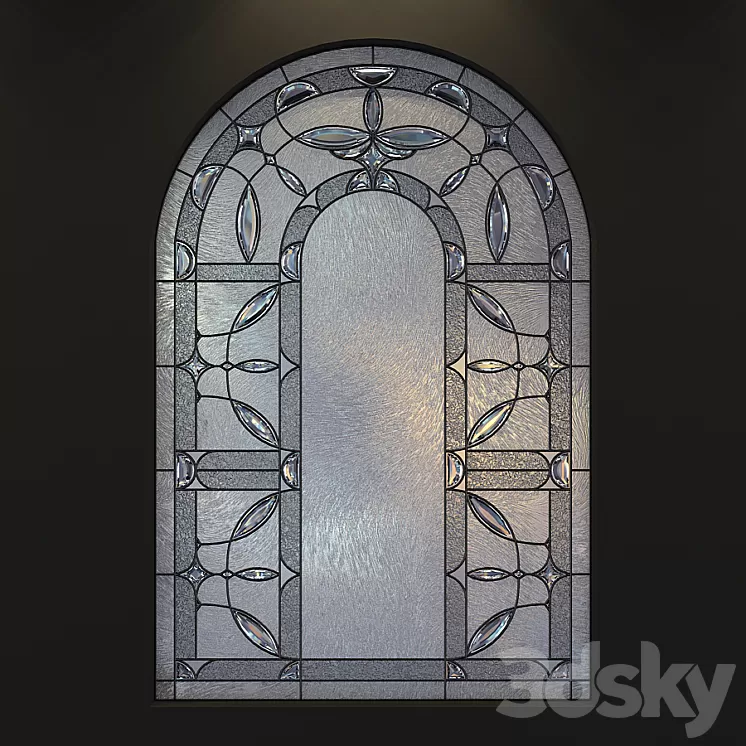 Stained glass for windows with arch 3D Model