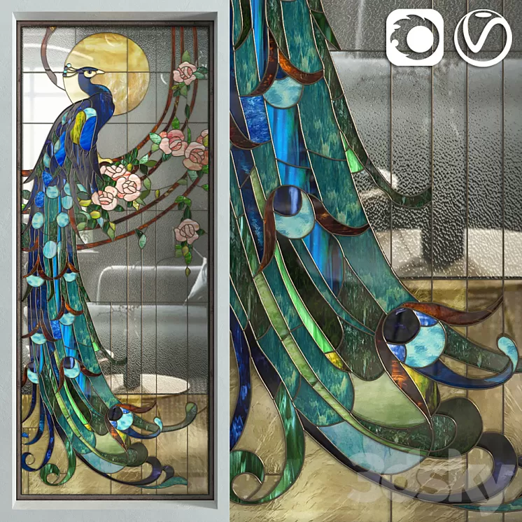 Stained Glass Peacock 3D Model