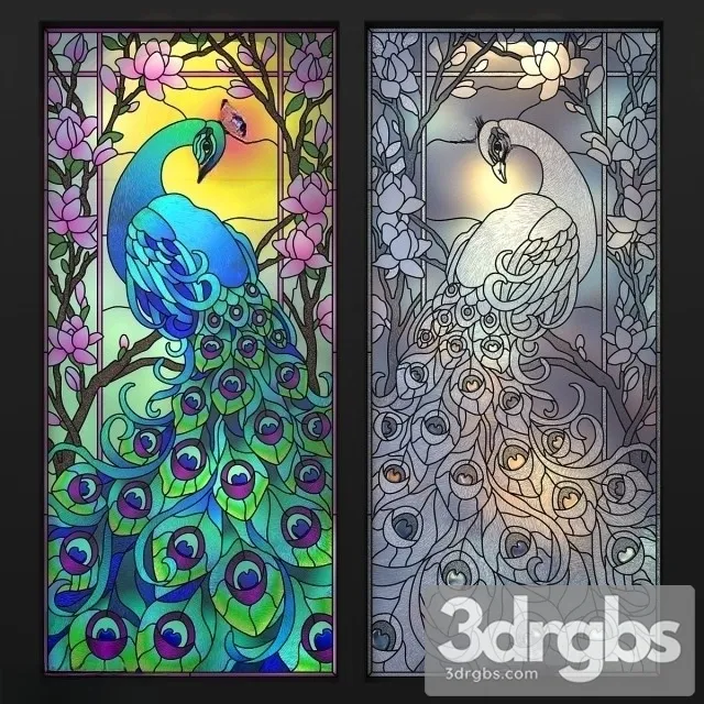 Stained Glass Peacock 3D Model Free