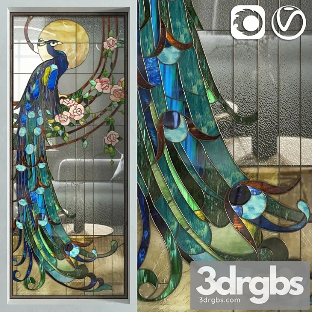 Stained Glass Peacock 3D Model Free