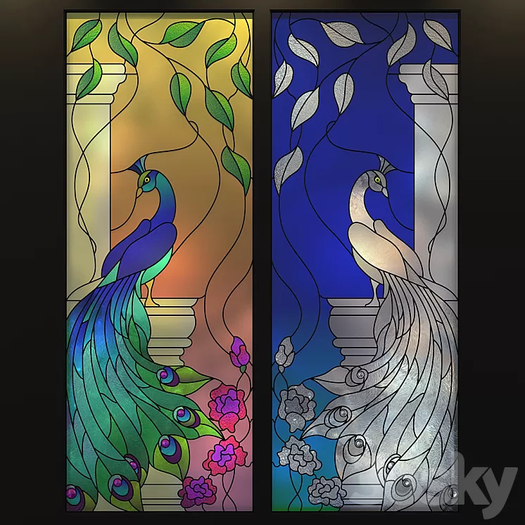 Stained Glass Peacock 3D Model