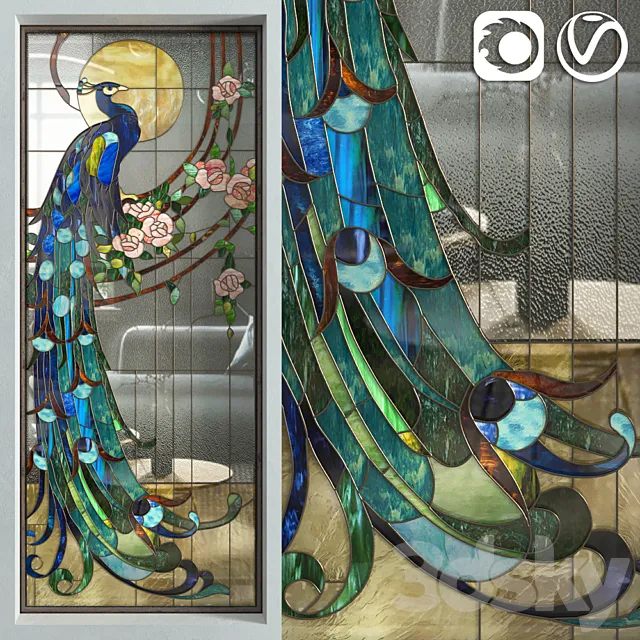 Stained Glass Peacock 3DModel