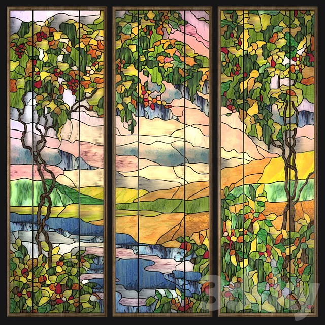 Stained glass Trees 3D Model