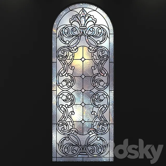 Stained glass window with an arch 3D Model