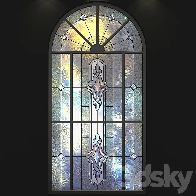 Stained-glass window with an arch Free Download