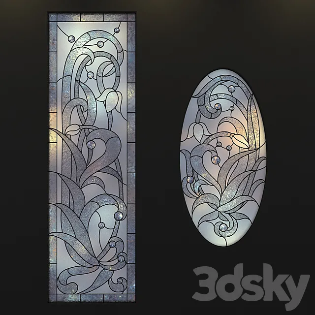 Stained-glass windows. a set of 3DModel