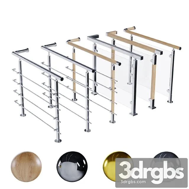 Stainless steel railing 01 3D Model Free