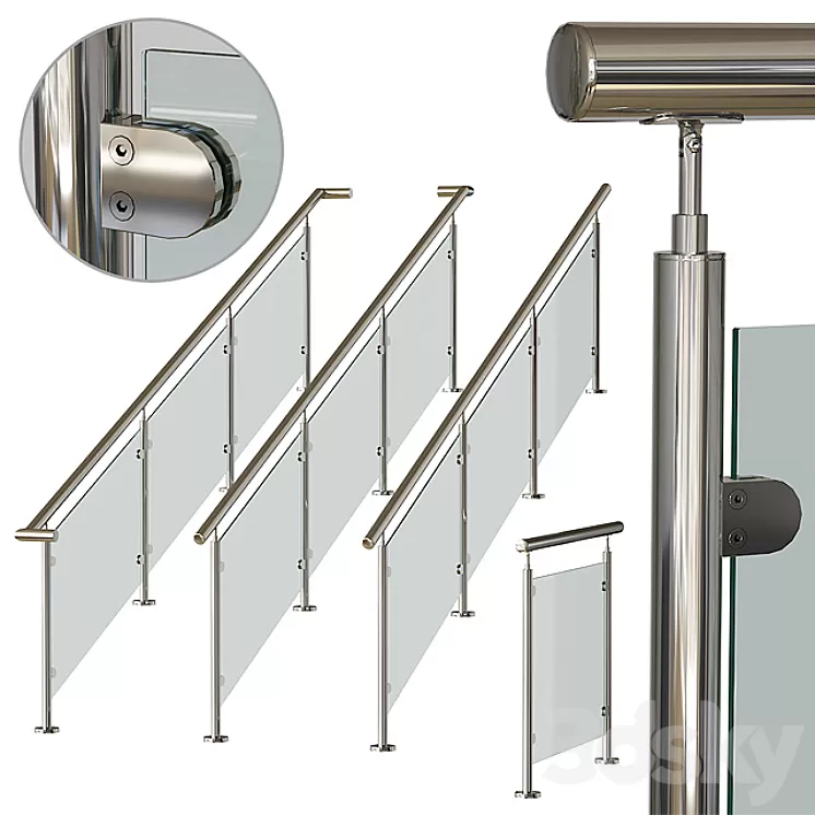 Stainless steel railing 3 3D Model