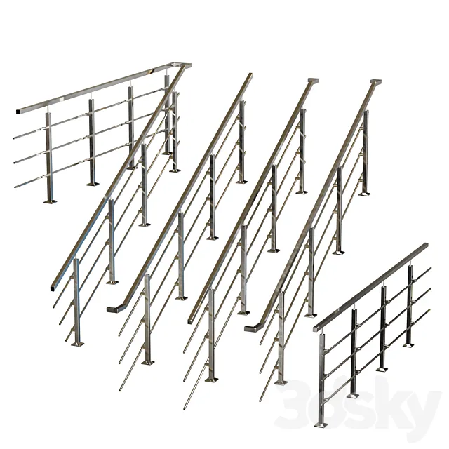 Stainless steel railing 3D Model
