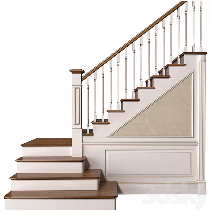 Stair in a classic style.Classic Modern interior Stair 3D Model Free