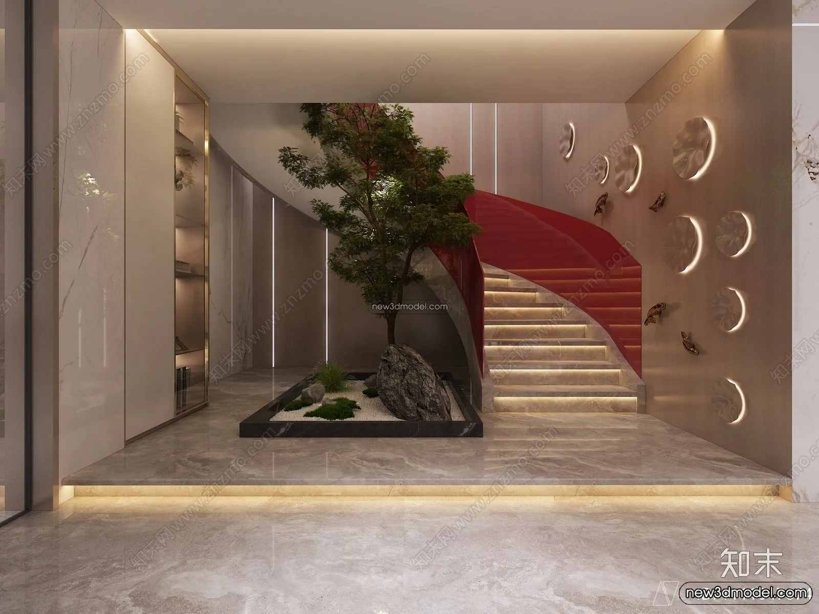 Staircase Decoration - 3D Interior Scene - 3D Models - 002