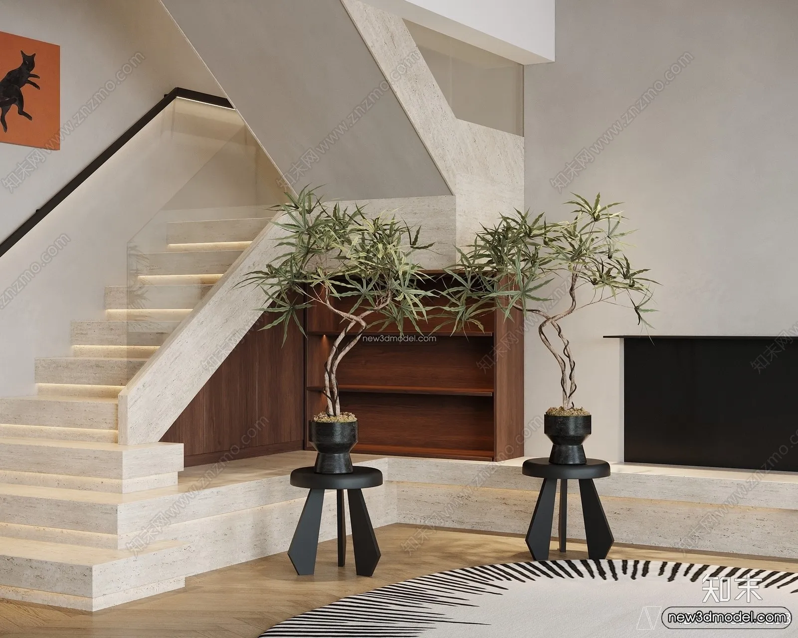 Staircase Decoration - 3D Interior Scene - 3D Models - 004