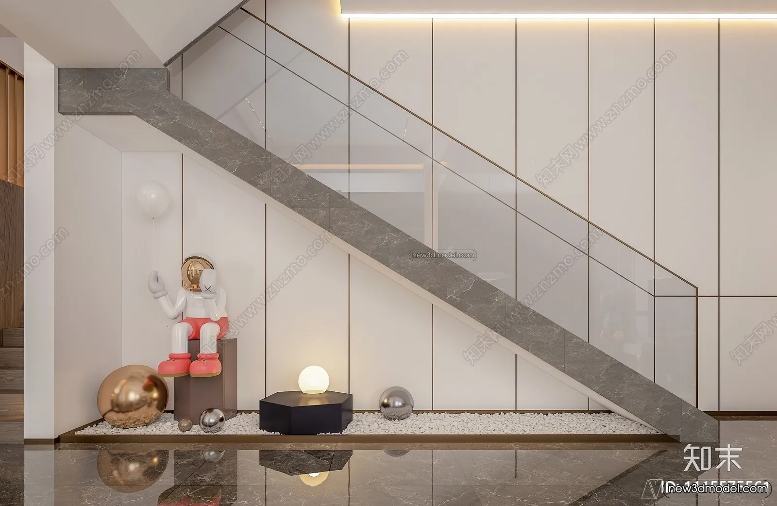 Staircase Decoration - 3D Interior Scene - 3D Models - 005