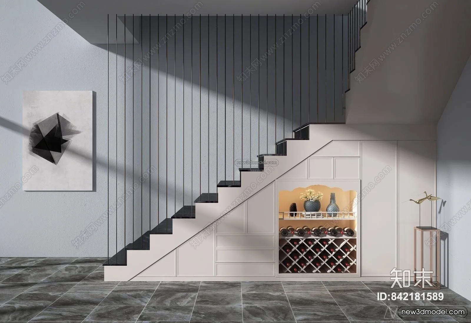 Staircase Decoration - 3D Interior Scene - 3D Models - 016