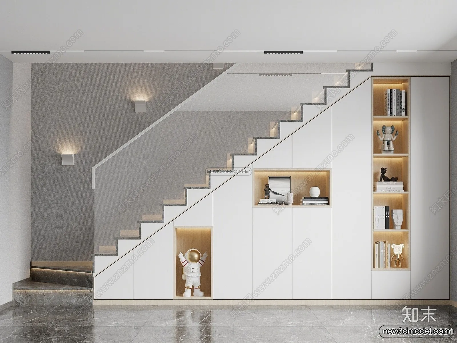 Staircase Decoration - 3D Interior Scene - 3D Models - 017
