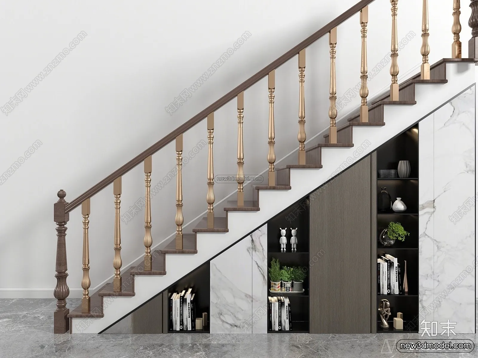 Staircase Decoration - 3D Interior Scene - 3D Models - 022