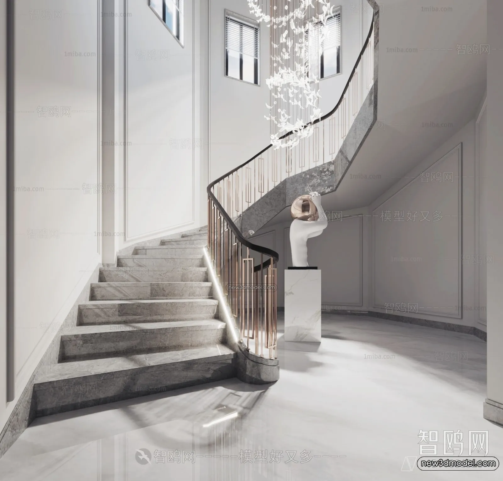Staircase Decoration - 3D Interior Scene - 3D Models - 023