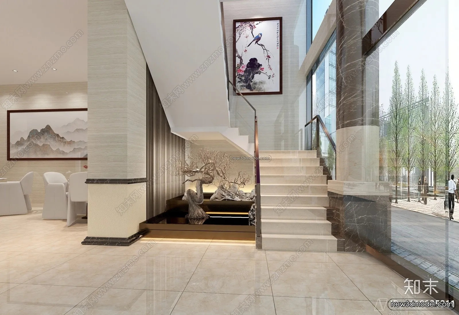 Staircase Decoration - 3D Interior Scene - 3D Models - 024