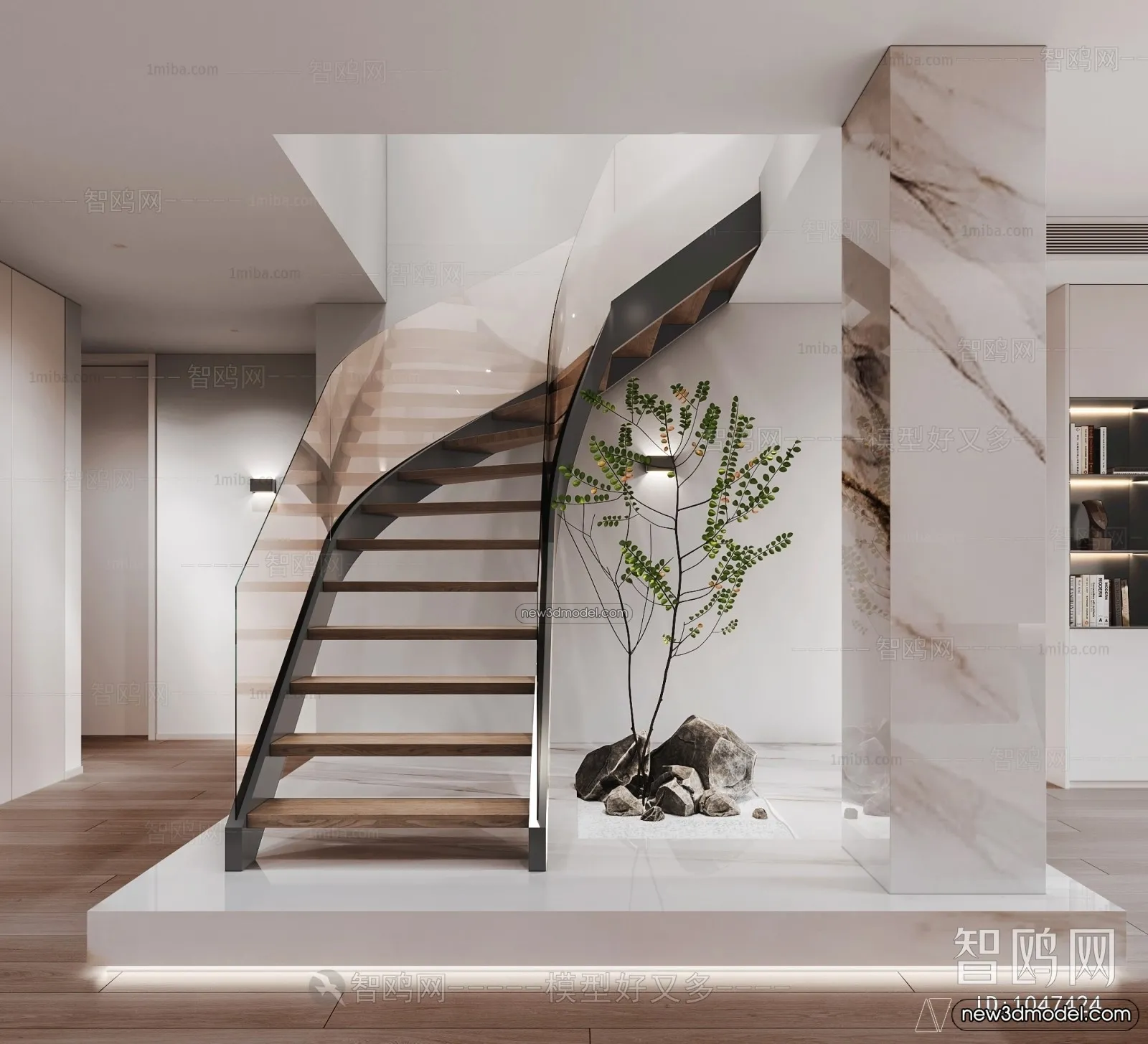 Staircase Decoration - 3D Interior Scene - 3D Models - 027