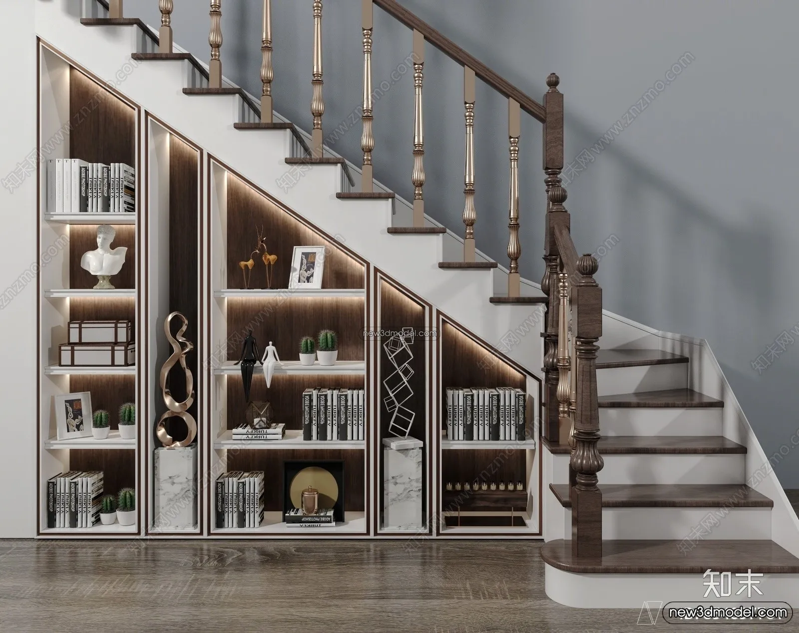 Staircase Decoration - 3D Interior Scene - 3D Models - 030